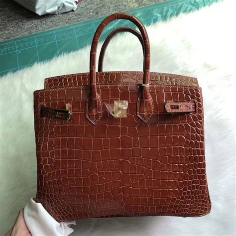 hermes birkin brown croc|Hermes Birkin bag straps.